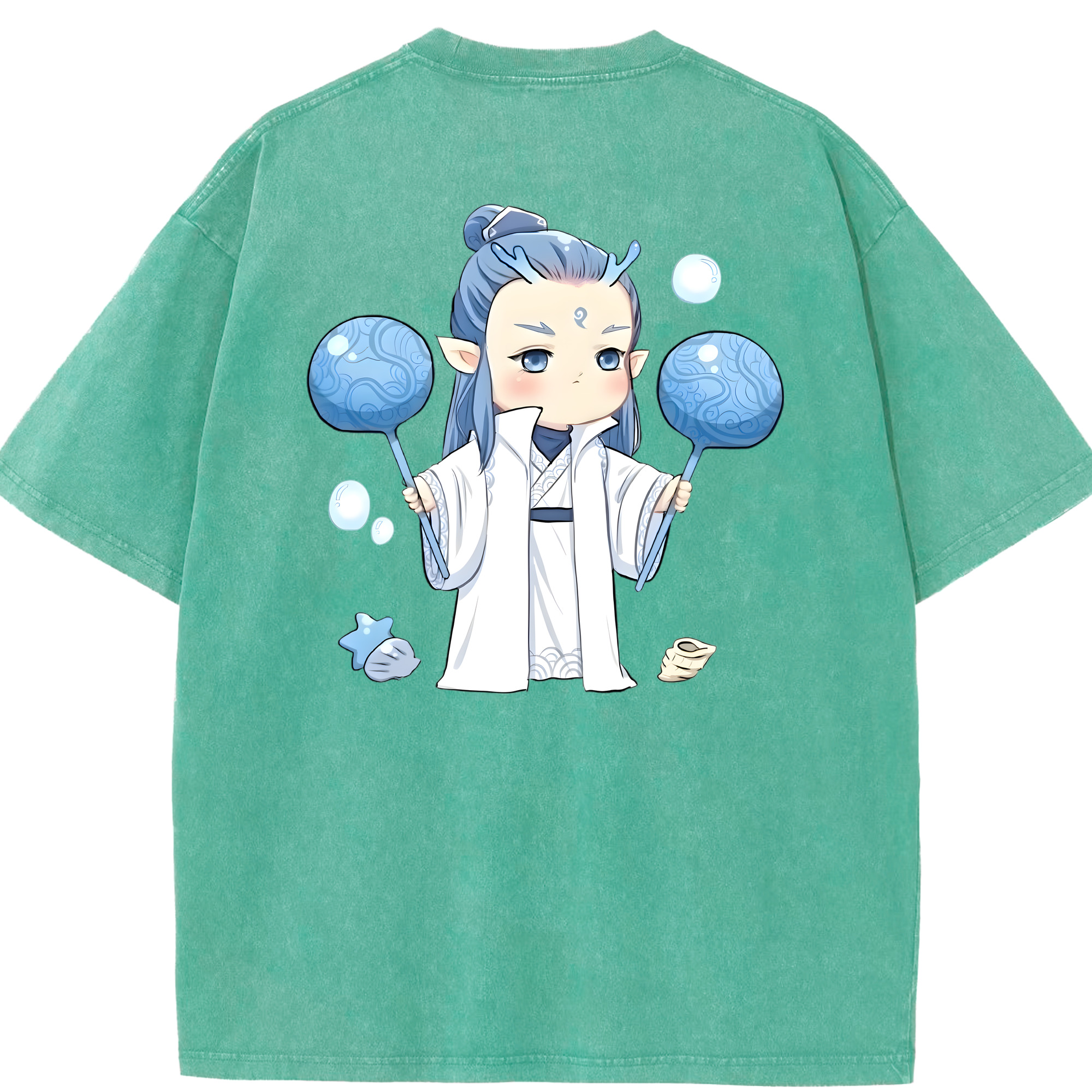 （画像用） Ne Zha 2 ナタ 魔童の大暴れ 綿100% ヴィンテージ風 半袖Tシャツ（背面プリント）